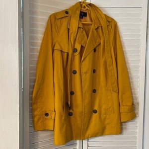 Mustard Yellow Trench Coat with Belt and Pockets